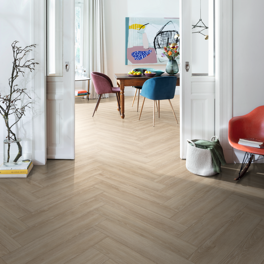Cream Newport Oak Laminate Herringbone