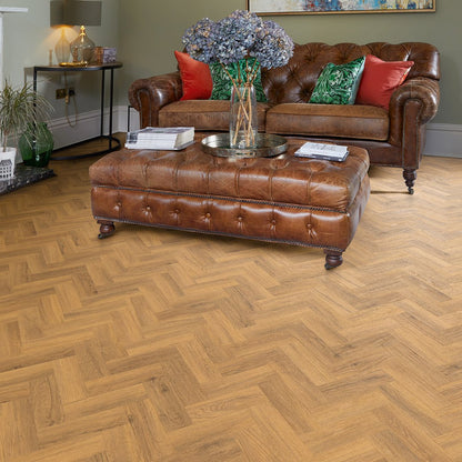 Golden Oak LVT Small Herringbone